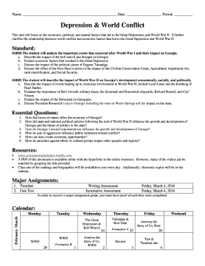 History timeline template word download - Depression & World Conflict