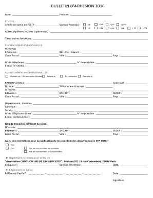 BULLETIN D'ADHESION 2016 l'Association CONDUCTEUR DE ...