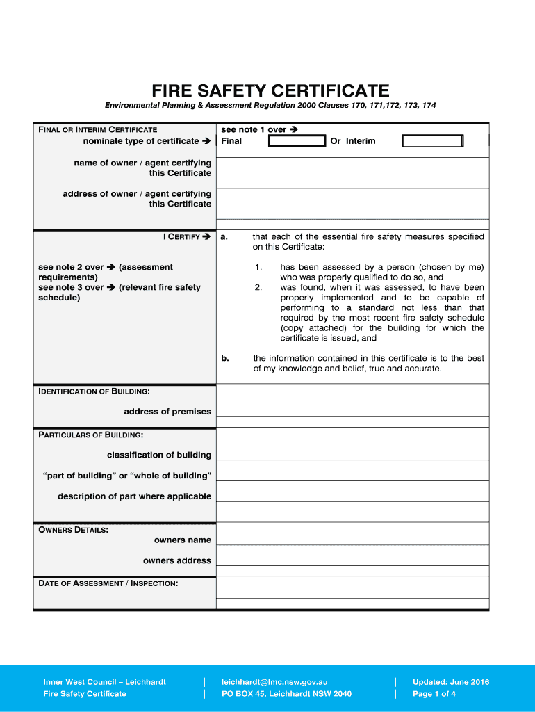 Fillable Online Fire Safety Certificate Application Form. Fire Safety
