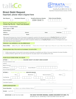 Suncorp direct debit form - stratapay direct debit