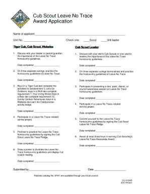 Cub Scout Depart No Hint Award - Pack 475 Fill On the net picture relating to Leave No Trace Printable known as Cub Scout Depart No Hint Award - Pack 475 Fill On line