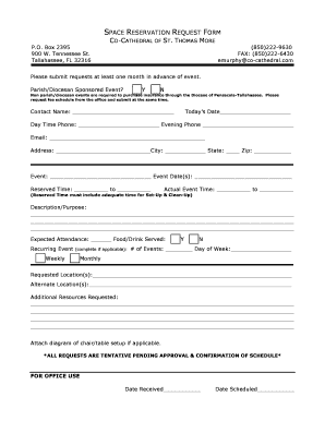 Space Request Form - fsucatholic.org
