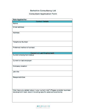 Berkshire Consultancy Ltd Consultant Application Form - berkshire co