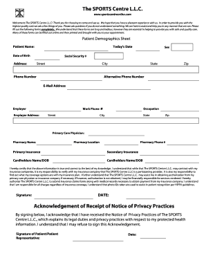 Fillable Online Patient Demographics Sheet Fax Email Print - pdfFiller