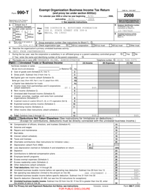 Form 990-T Exempt Organization Business Income Tax Return