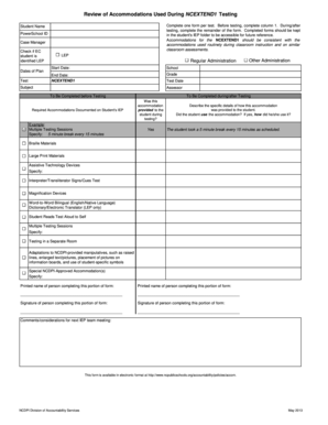 NCEXTEND1 Accommodations Form