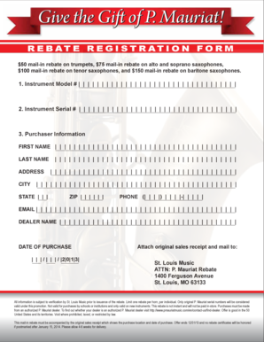 P. Mauriat Instrument Rebate Form