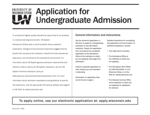 University of Wisconsin Undergraduate Admission Application