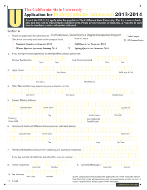 California State University Undergraduate Admission Application
