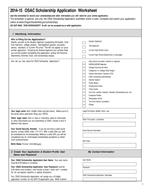 OSAC Scholarship Application Worksheet