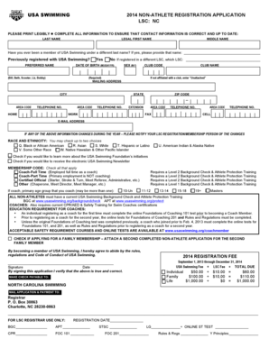 USA Swimming Non-Athlete Registration Application