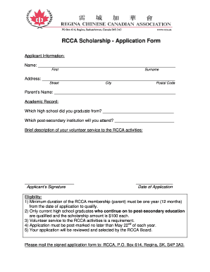 RCCA Scholarship - Application Form - Nonprofits.accesscomm.ca