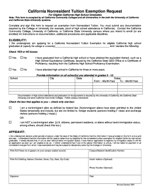 California Nonresident Tuition Exemption Request
