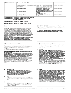 Measurement Table for EPS Transmission