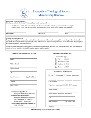 Evangelical Theological Society Membership Renewal