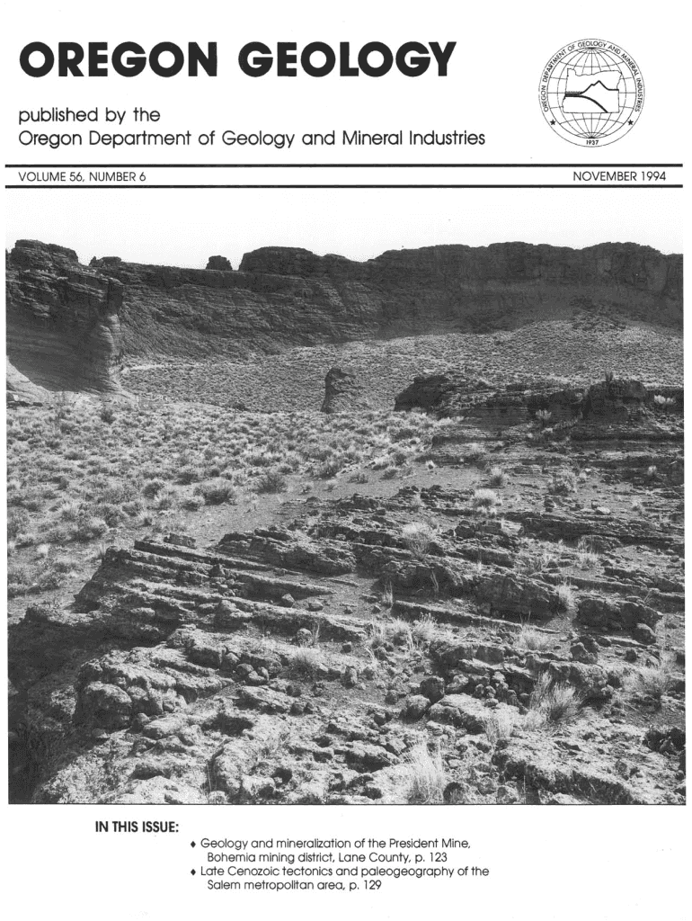 Fillable Online oregongeology November 1994 Oregon Department of Geology and Mineral Fax