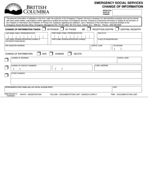 Emergency Social Services Change of Information Form