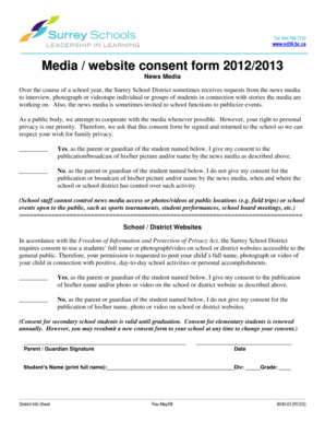 Media and Website Consent Form