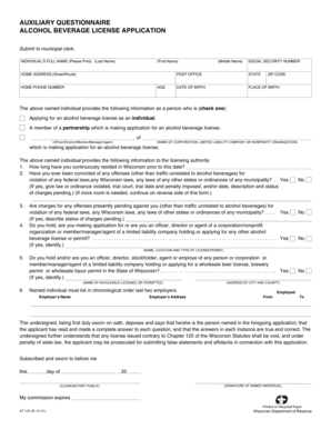 Alcohol Beverage License Application