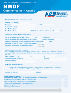 NWDF Commencement Advice Form