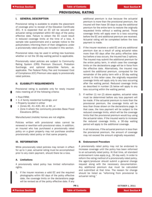 Provisional Rating Flood Insurance Questionnaire