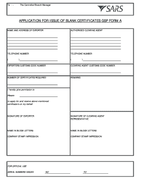 application for issue of blank certificates eur1 sadc gsp form