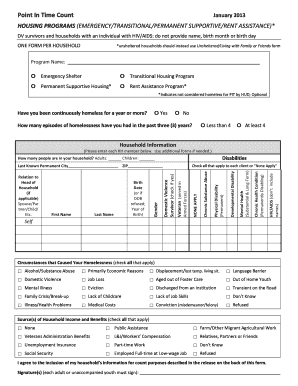 Washington State Point in Time Count Form