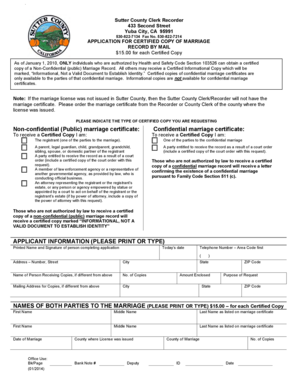 California Marriage Certificate Copy Application