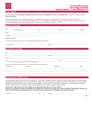 Finance Reference Form - Fisher College of Business - The Ohio ... - fisher osu