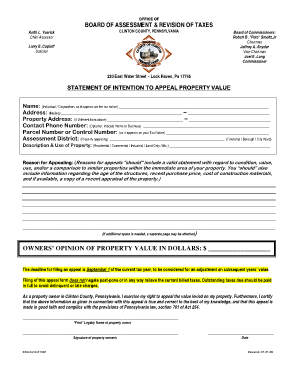 Pennsylvania Property Value Appeal Form