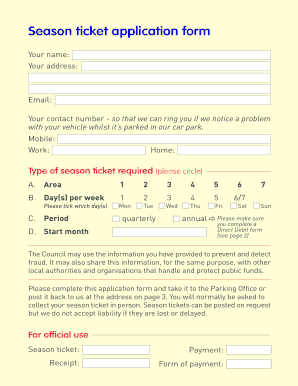 Parking Season Ticket application form - Kirklees Council - kirklees gov