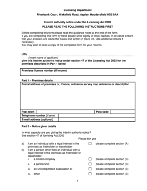 Interim Authority Notice Under Licensing Act 2003
