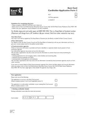 Kent Card Cardholder Application Form