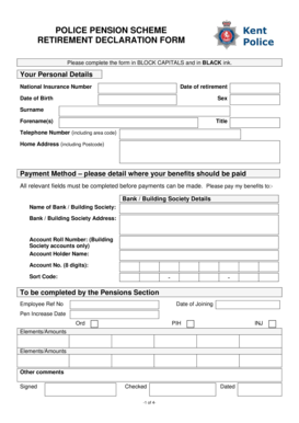 Police Pension Scheme Retirement Declaration Form