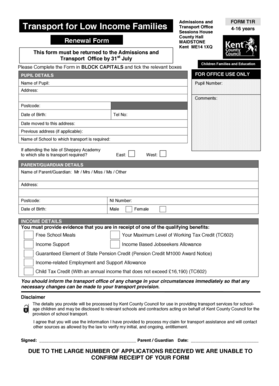 Kent Transport Renewal Form T1R