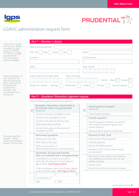 Prudential LGAVC Administration Request Form
