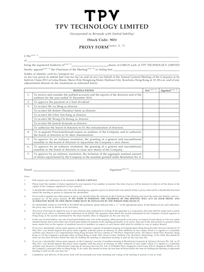 TPV Technology Proxy Form
