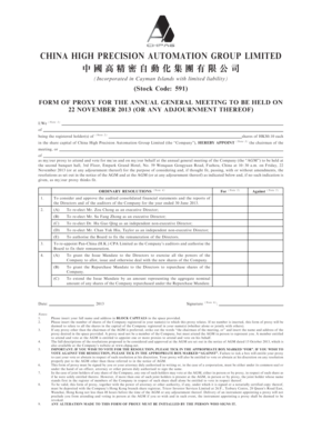 Proxy Form for Annual General Meeting