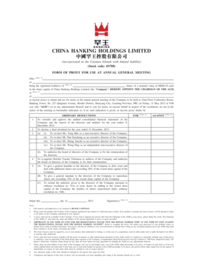 China Hanking Holdings Proxy Form