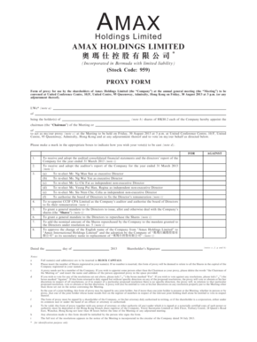 Amax Holdings Proxy Form