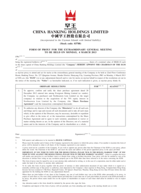 Proxy Form for Extraordinary General Meeting