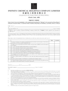 Proxy Form for Infinity Chemical Holdings Company Limited