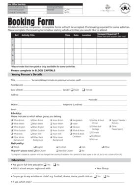 Booking Form for Educational Activities