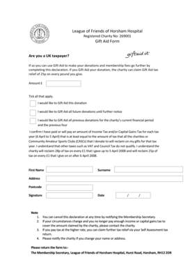 UK Gift Aid Declaration Form