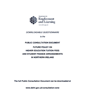 Northern Ireland Higher Education Tuition Fees Consultation Questionnaire