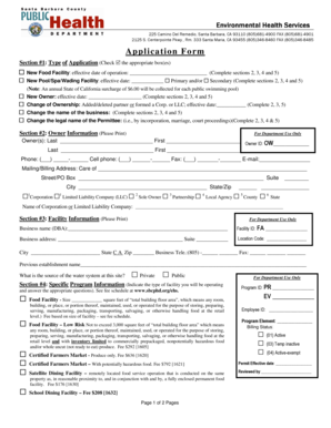 California Food Facility Application Form