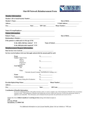 Out-of-Network Reimbursement Form