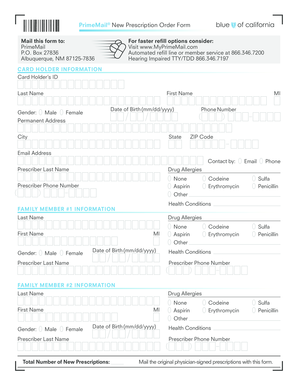 PrimeMail New Prescription Order Form