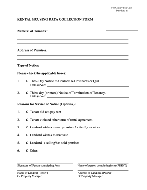 Rental Housing Data Collection Form