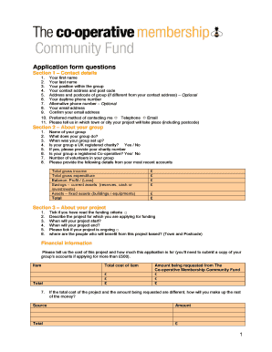 UK Co-operative Membership Community Fund Application Form